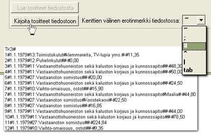 Tapahtumat tiedostoksi